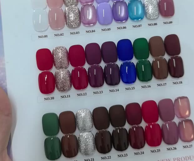 Twenty-seven gel shades on the new shade book